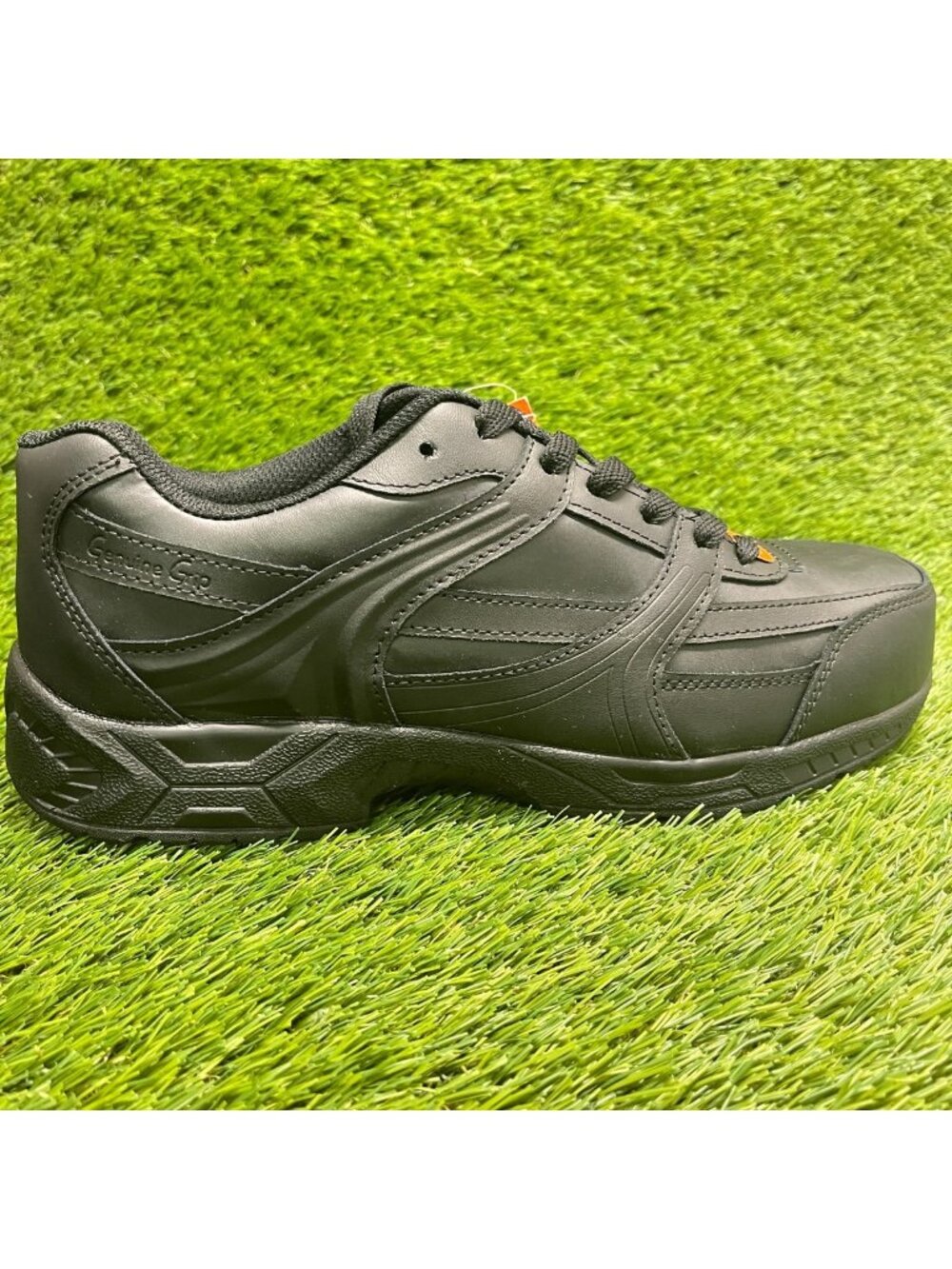 Genuine Grip 1011 Mens Size 9 Triple Black Leather Steel Toe Safety Work Shoes